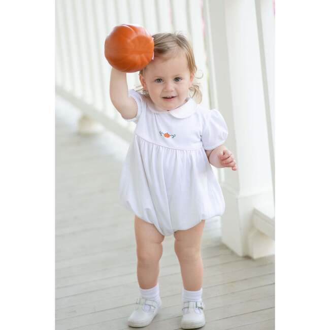 Classic Pumpkin Pima Rosie Bubble, White - Rompers - 4