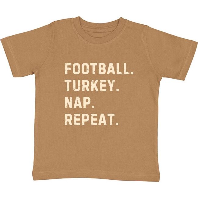 Football Turkey Nap Repeat Thanksgiving Short Sleeve T-Shirt, Mocha