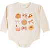 Thankful Cutie Thanksgiving Long Sleeve Romper, Natural - Rompers - 1 - thumbnail