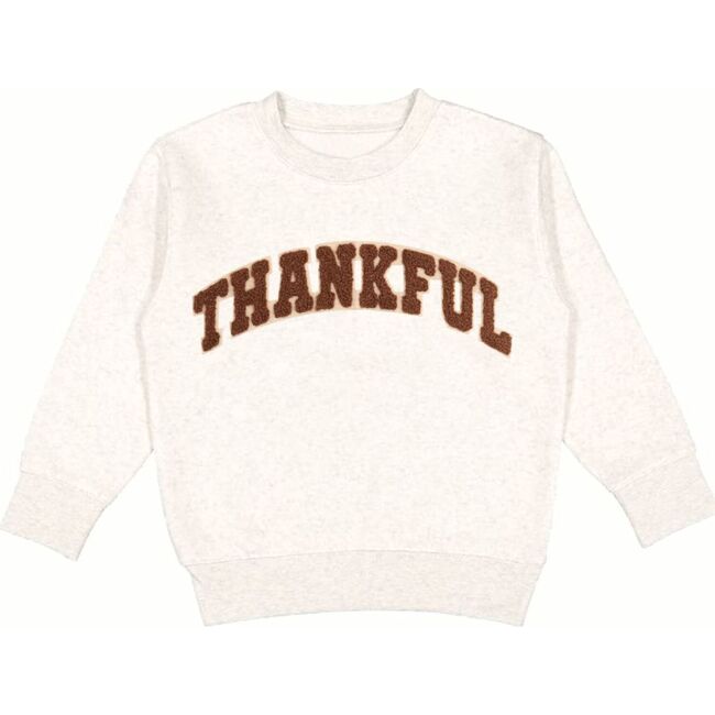 Thankful Patch Varsity Thanksgiving Patch Sweatshirt, Natural