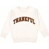 Thankful Patch Varsity Thanksgiving Patch Sweatshirt, Natural - Sweatshirts - 1 - thumbnail