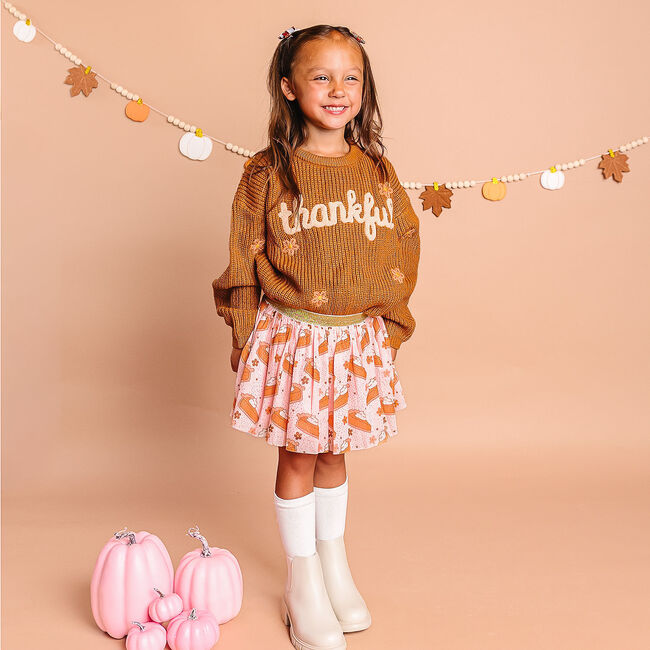 Thankful Thanksgiving Knit Sweater, Rust - Sweaters - 4