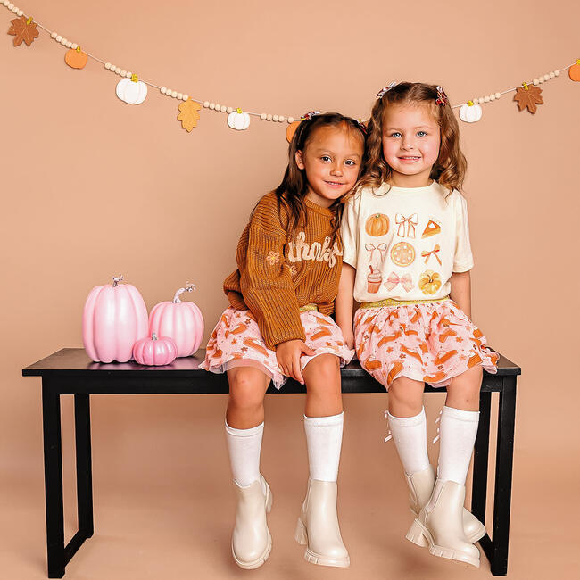 Thankful Cutie Thanksgiving Short Sleeve T-Shirt, Natural - T-Shirts - 4