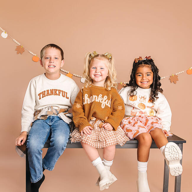 Thankful Cutie Thanksgiving Sweatshirt, Natural - Sweatshirts - 6