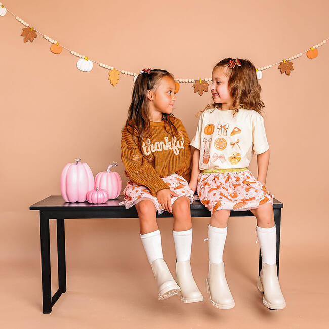 Thankful Cutie Thanksgiving Short Sleeve T-Shirt, Natural - T-Shirts - 5