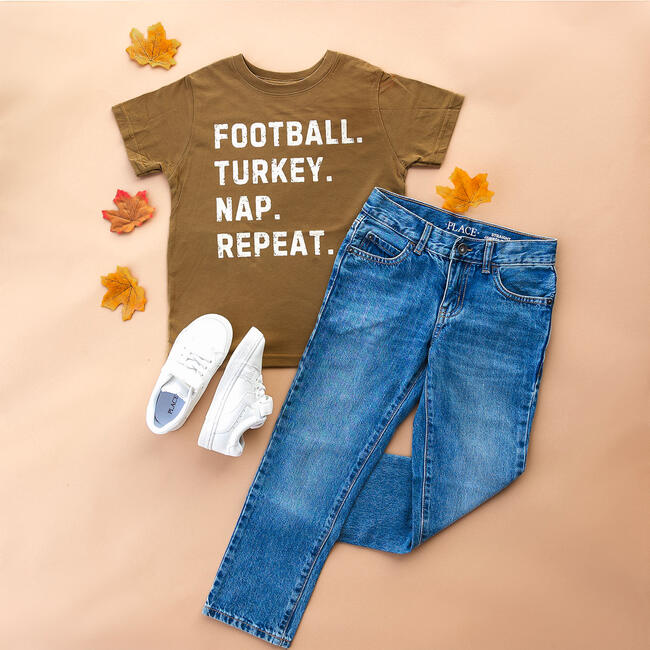 Football Turkey Nap Repeat Thanksgiving Short Sleeve T-Shirt, Mocha - T-Shirts - 3