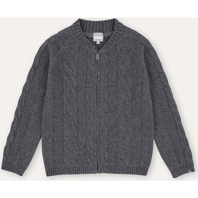 Merino Cashmere Zipped Bomber, Grey