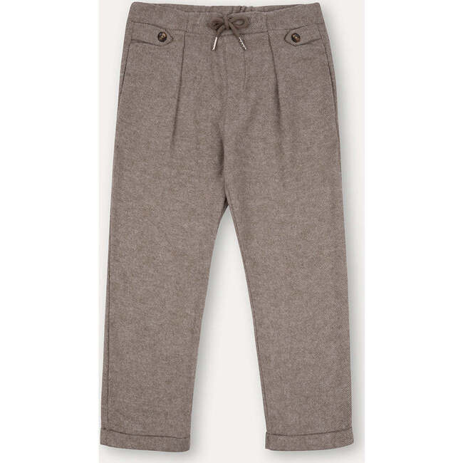 Flannel Jogger Trousers, Greige