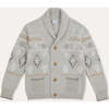 Merino Cashmere Jaquard Shawl Cardigan, Grey - Cardigans - 1 - thumbnail