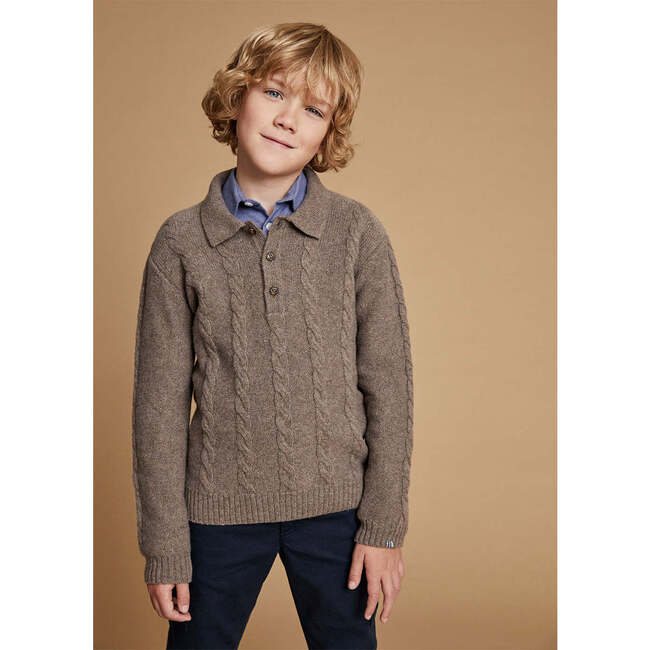 Merino Cashmere Polo Jumper, Nocciola