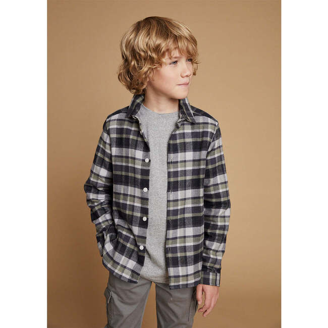 Checked Flannel Shirt, Green - Button Downs - 2
