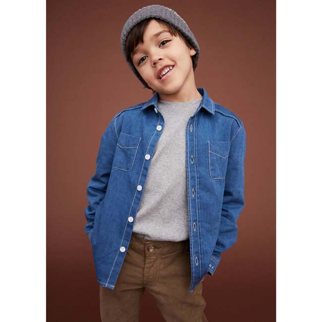 Denim Shirt, Blue - Button Downs - 2