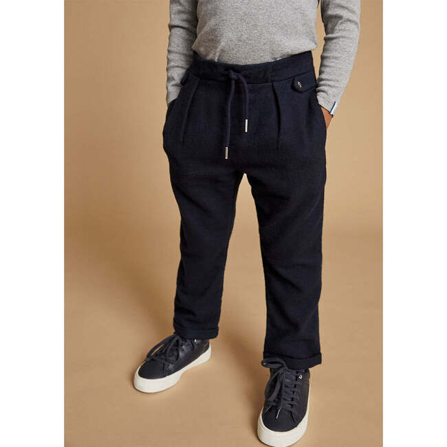 Flannel Jogger Trousers, Navy - Pants - 3