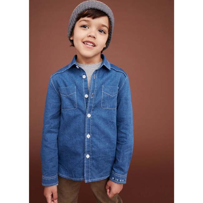 Denim Shirt, Blue - Button Downs - 3