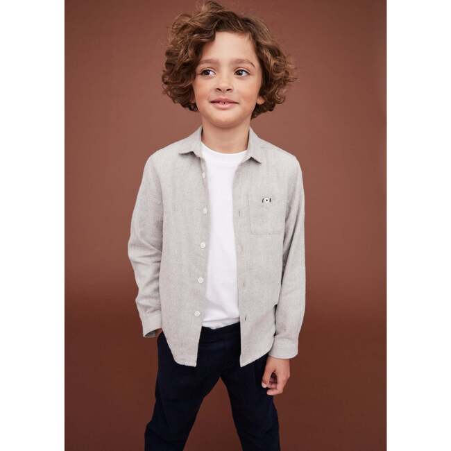Chevron Flannel Shirt, Grey - Button Downs - 2