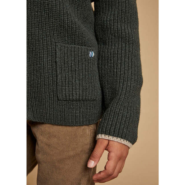 Merino Cashmere Shawl Cardigan, Green - Cardigans - 3