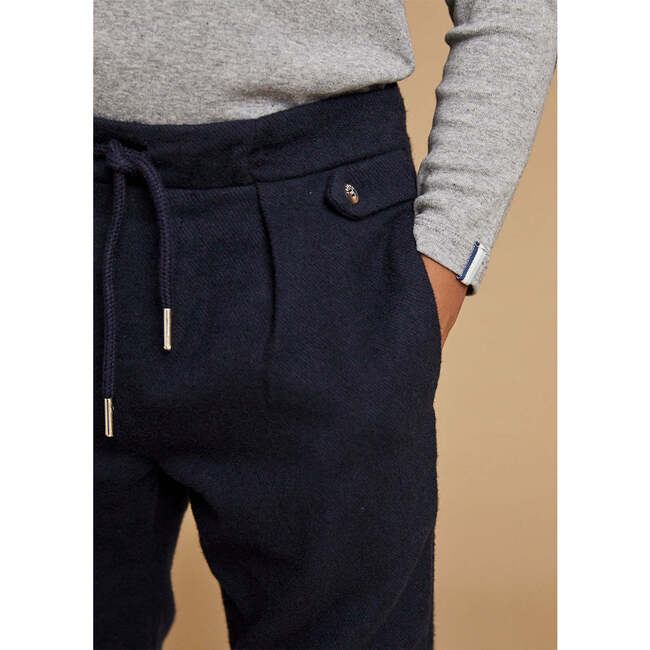 Flannel Jogger Trousers, Navy - Pants - 6