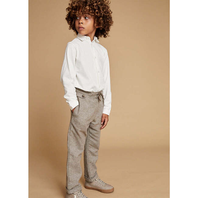 Flannel Jogger Trousers, Greige - Pants - 3