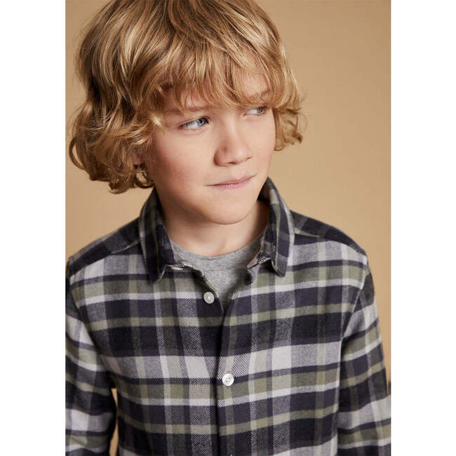Checked Flannel Shirt, Green - Button Downs - 4