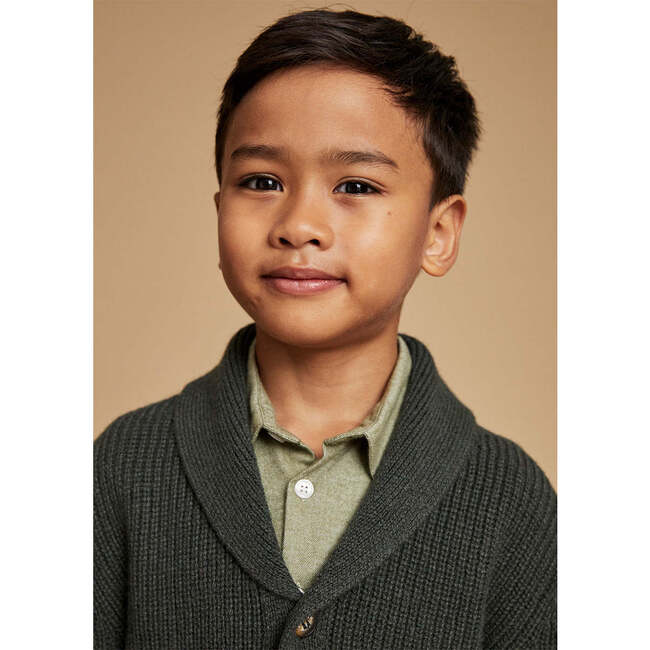 Merino Cashmere Shawl Cardigan, Green - Cardigans - 4