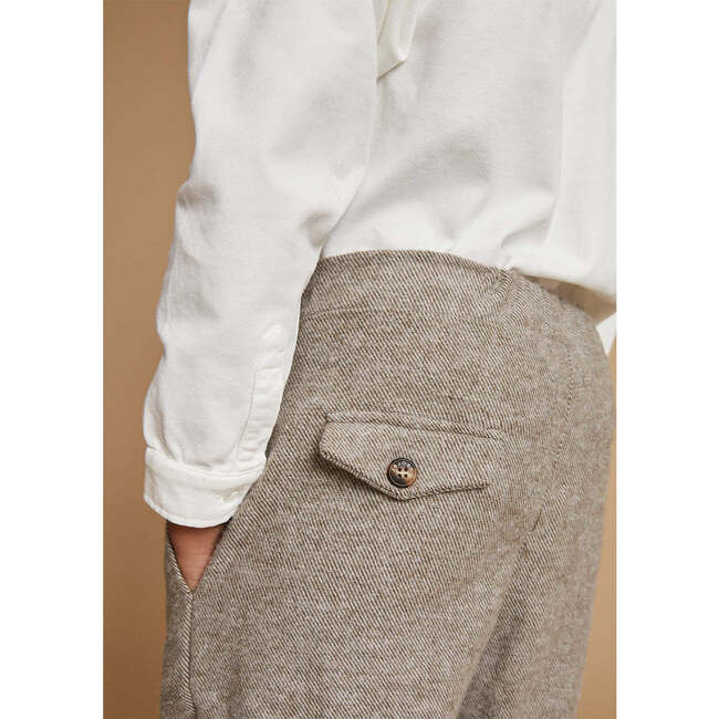 Flannel Jogger Trousers, Greige - Pants - 4