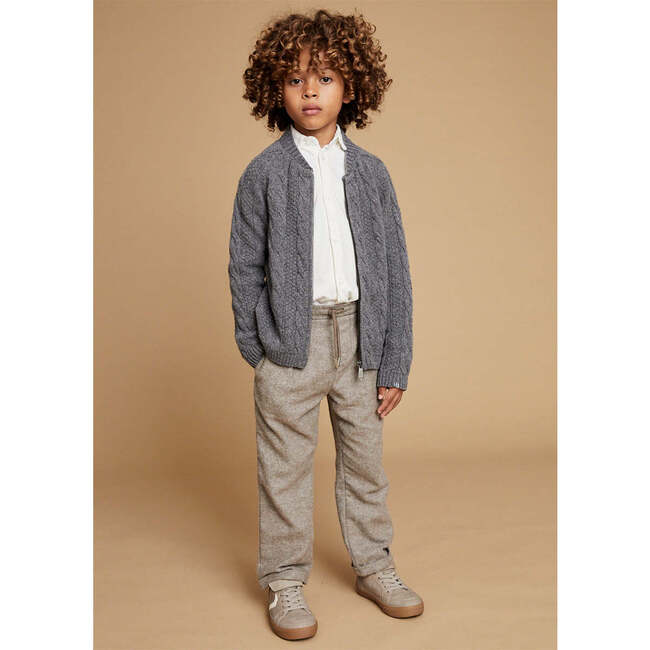 Merino Cashmere Zipped Bomber, Grey - Sweaters - 4