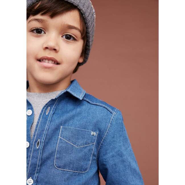 Denim Shirt, Blue - Button Downs - 5