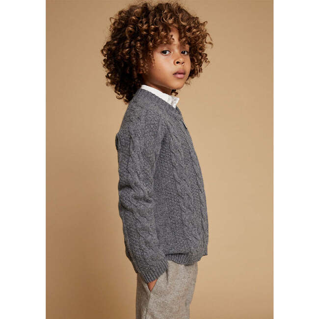 Merino Cashmere Zipped Bomber, Grey - Sweaters - 6