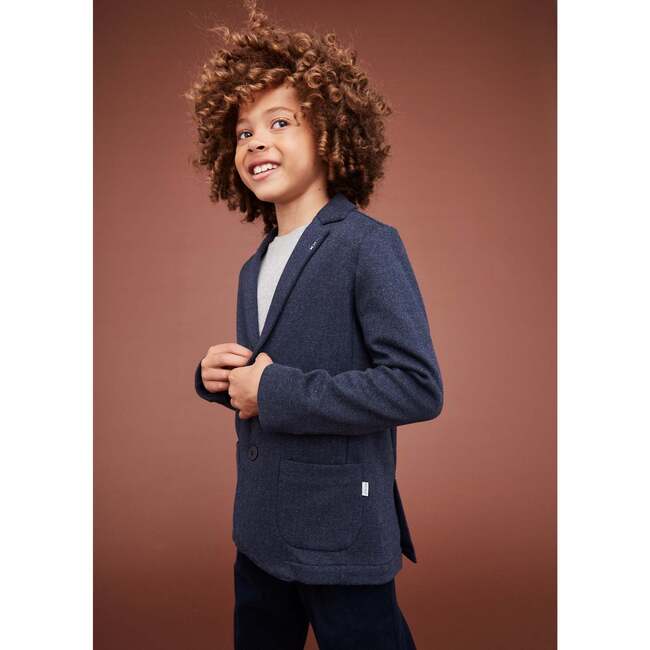 Knitted Blazer, Navy - Blazers & Sport Coats - 3