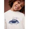 Long Sleeve Embroidered Car T-shirt, Cream - T-Shirts - 4