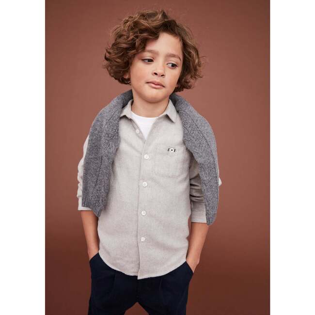 Chevron Flannel Shirt, Grey - Button Downs - 4