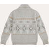 Merino Cashmere Jaquard Shawl Cardigan, Grey - Cardigans - 7