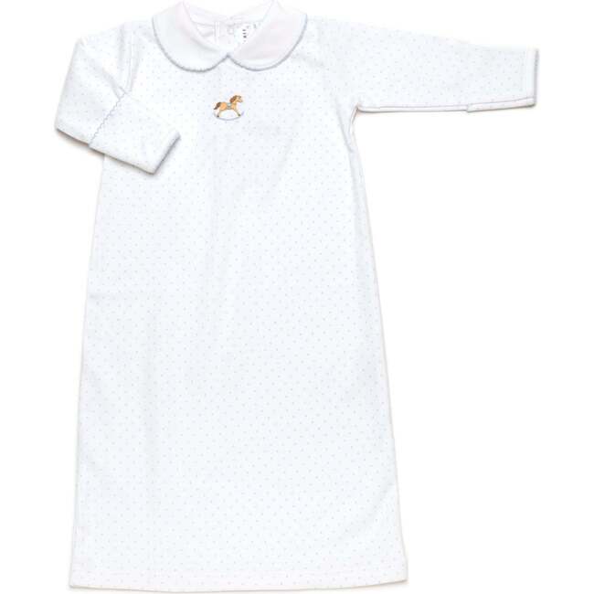 Rocking Horse Day Gown, Light Blue Bitty Dot