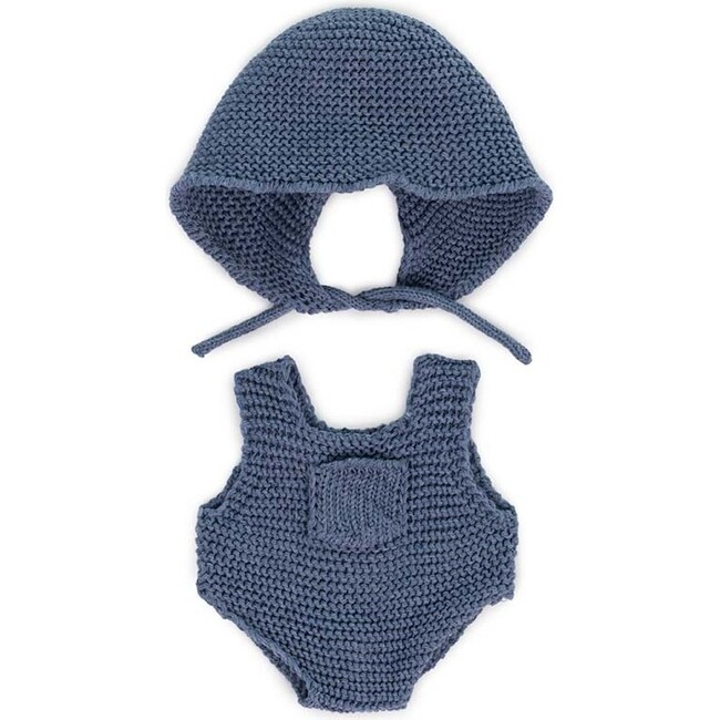 8¼” Knitted Doll Outfit, Rompers & hood - Doll Accessories - 1