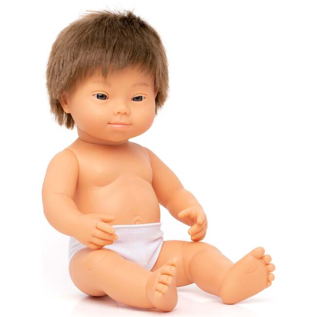 Baby Boy Doll with Brown Hair and Down Syndrome - 15"