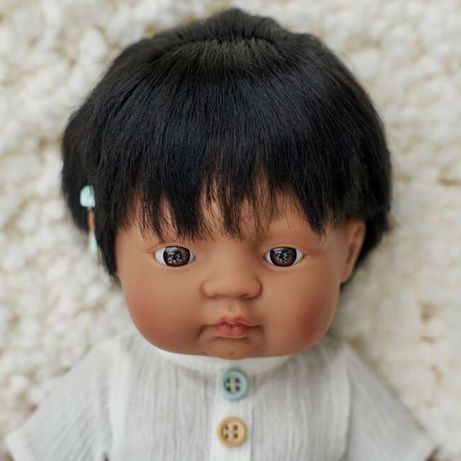 Hispanic Boy Baby Doll with Black Hair and Hearing Aid - 15" - Dolls - 2