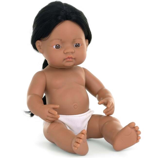 Native American Baby Boy Doll with Long Black Hair - 15'' - Dolls - 1