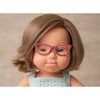 Colourful Edition Collection - Baby Doll Caucasian Girl with Down Syndrome with Glasses 15'' (turquoise rompers) - Dolls - 3