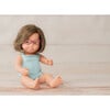 Colourful Edition Collection - Baby Doll Caucasian Girl with Down Syndrome with Glasses 15'' (turquoise rompers) - Dolls - 4