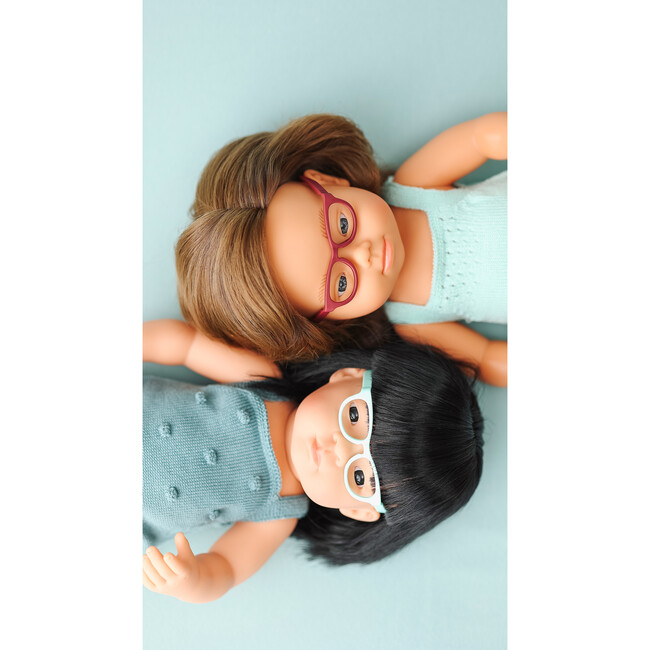 Colourful Edition Collection - Baby Doll Caucasian Girl with Down Syndrome with Glasses 15'' (turquoise rompers) - Dolls - 6