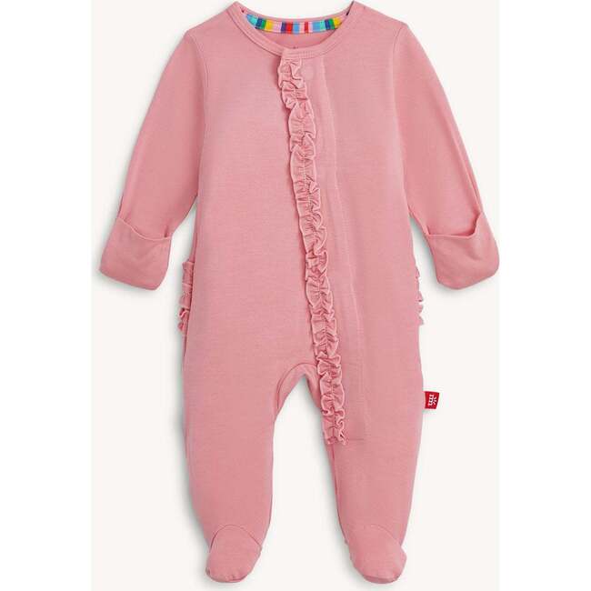 Magnetic Footie with Ruffles TICKLED PINK - Footie Pajamas - 2