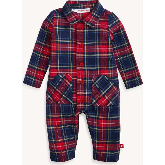 Magnetic Polo Romper HOLIDAY PLAID