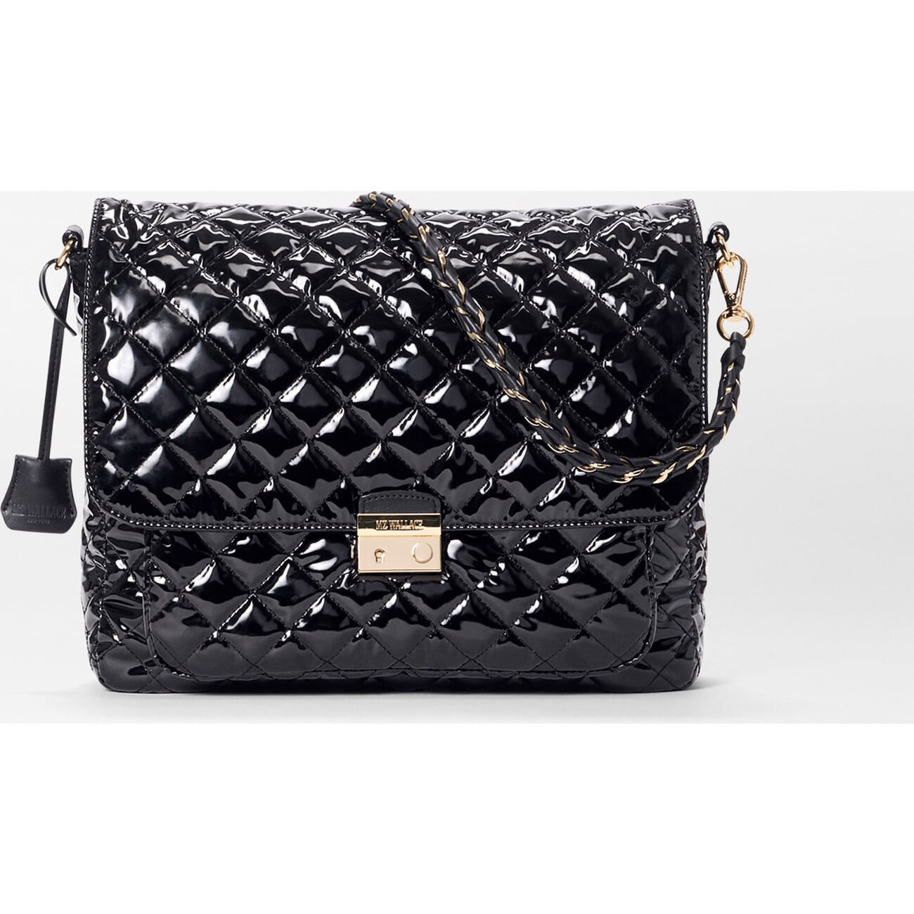 Large Crosby Lock Crossbody, Black Lacquer - MZ Wallace Bags