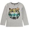 Star Foil Tiger Graphic Tee, Med Heather Grey - T-Shirts - 1 - thumbnail