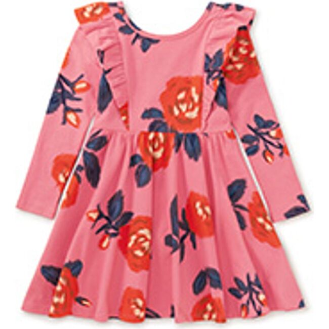 Ruffle Shoulder Ballet Dress, Turkish Rose