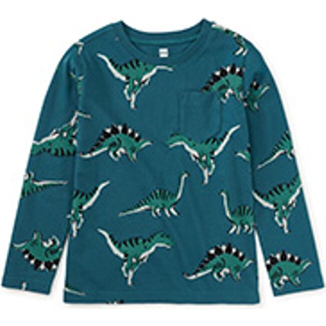Long Sleeve Printed Pocket Tee, Dynamic Dinos