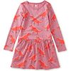 Long Sleeve Pocket Dress, Stomping Dinos In Pink - Dresses - 1 - thumbnail