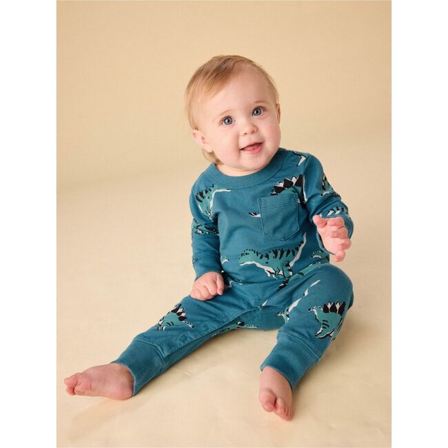 Long Sleeve Pocket Baby Romper, Dynamic Dinos - Rompers - 3