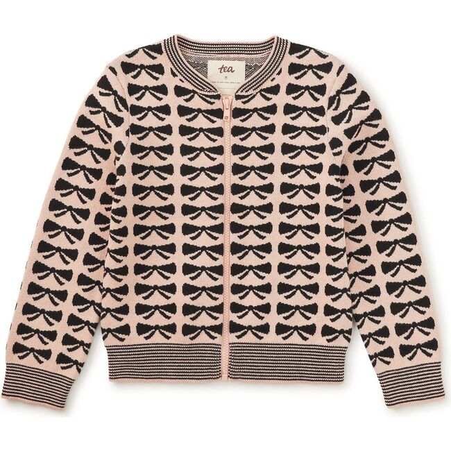 Zip Up Bow Cardigan, Bow