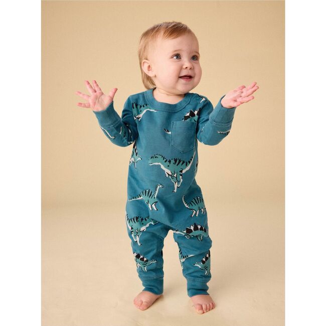 Long Sleeve Pocket Baby Romper, Dynamic Dinos - Rompers - 4